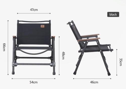 Кресло туристическое Naturehike  складное черное  нагрузка до 120 кг фото 5