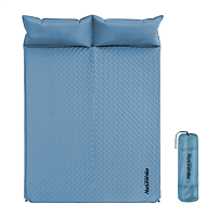 Коврик самонадувающийся Naturehike двойной  с подушками  185х130х2 5 см  голубой
