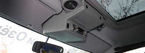 Консоль потолочная для установки р/c УАЗ Патриот с штатным люком  без выреза под р/c  серая фото 2