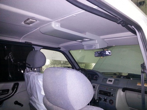 Консоль потолочная для установки р/c УАЗ Патриот 2007-2013  вырез под р/c 140х40 мм  серая фото 2