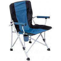 Кресло PREMIER складное  твердые тканевые подлокотники (синий/черный)  нагрузка 100 кг