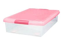 Короб для хранения IRIS THIN BOX 34л  прозрачный-розовый