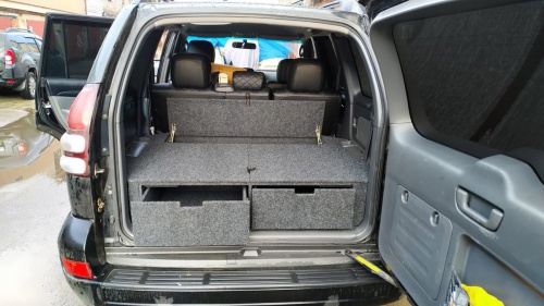 Органайзер в багажник для Toyota Land Cruiser Prado 120 (2 выдв.ящика+спальник) фото 11