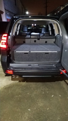 Органайзер в багажник для Toyota Land Cruiser Prado 150 (2 выдв.ящика+спальник) дорестайлинг фото 2