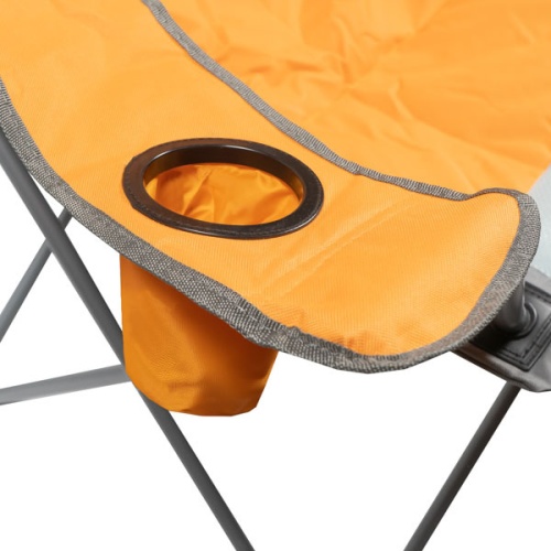 Кресло туристическое складное  мягкие тканевые подлокотники (оранжевый/серый)  нагрузка 100 кг фото 2