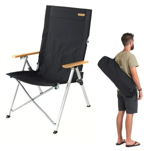Кресло туристическое Naturehike складное  регулируемое  черное  до 140 кг фото 2