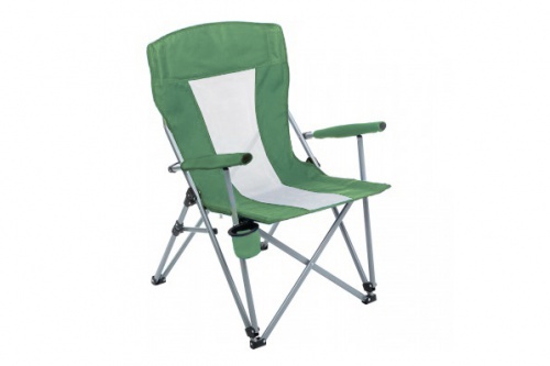 Кресло PREMIER складное  твердые тканевые подлокотники (зеленый/белый)  нагрузка 140 кг