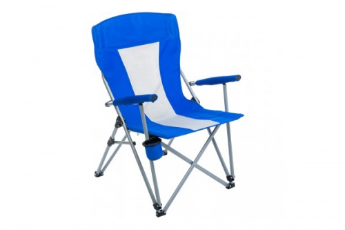Кресло PREMIER складное  твердые тканевые подлокотники (синий/белый)  нагрузка 140 кг