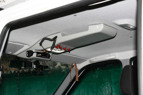 Консоль потолочная для установки р/c УАЗ Патриот рестайлинг 2015  вырез под р/c 140х40 мм  серая фото 2
