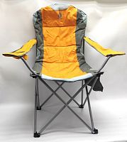 Кресло туристическое складное  мягкие тканевые подлокотники (оранжевый/серый)  нагрузка 100 кг
