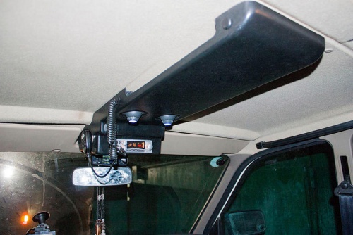 Консоль потолочная для установки р/c УАЗ Патриот 2007-2013  без выреза под р/c  черная фото 2