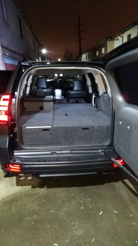Органайзер в багажник для Toyota Land Cruiser Prado 150 (2 выдв.ящика+спальник) дорестайлинг фото 3
