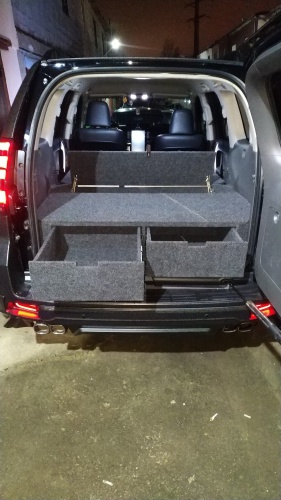 Органайзер в багажник для Toyota Land Cruiser Prado 150 (2 выдв.ящика+спальник) дорестайлинг фото 5