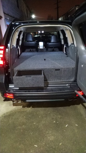 Органайзер в багажник для Toyota Land Cruiser Prado 150 (2 выдв.ящика+спальник) дорестайлинг фото 4