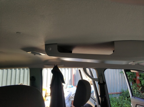 Консоль потолочная для установки р/c УАЗ Патриот 2019  без выреза под р/с  с карманом  серая